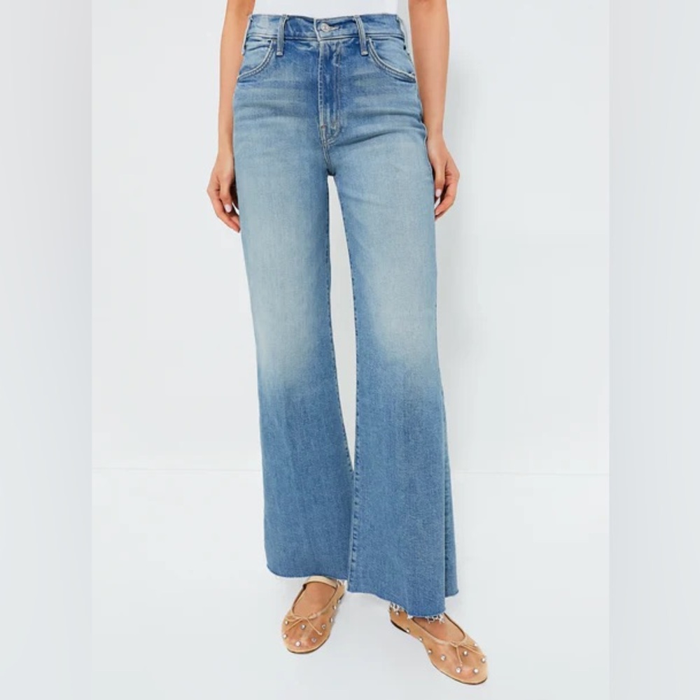 MOTHER The Hustler Roller Fray Wide Leg Jeans I Confess Size 30